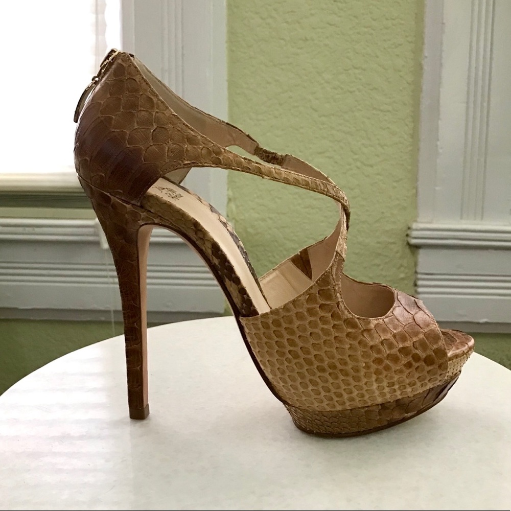 Alexandre Birman Python Peep Toe Sandals - image 3